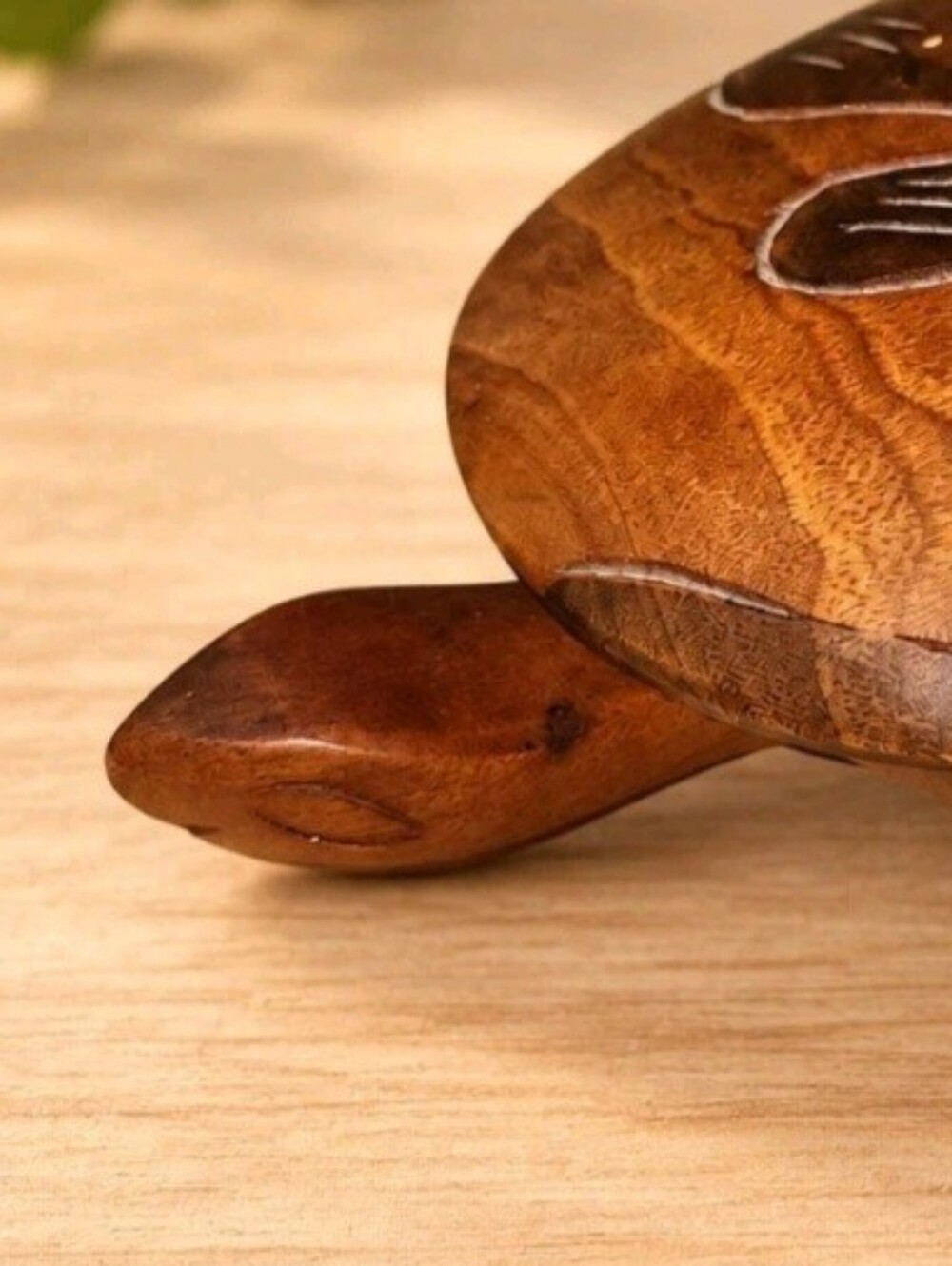 Vintage Hand Carved Wooden Turtle Trinket Box Folk Art Tortoise Decor